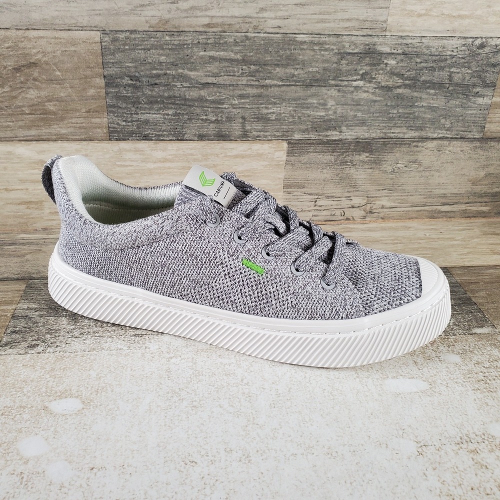 Cariuma Ibi Stone Womens Shoes Sz 8.5 Light Gray Heather Lace-Up Knit Sneakers